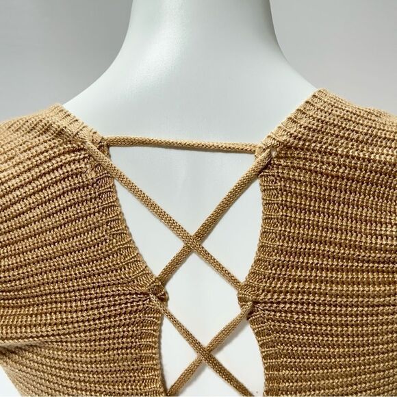 Jolie & Joy Knit Crochet Top Lace Up Back Crop Sweater L - Picture 13 of 13
